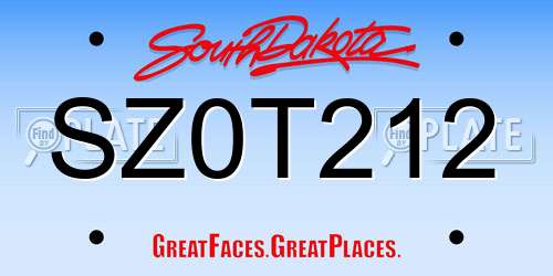 SZ0T212 South Dakota License Plate