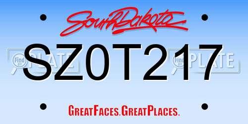 SZ0T217 South Dakota License Plate
