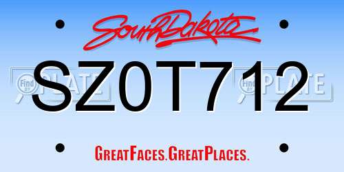 SZ0T712 South Dakota License Plate