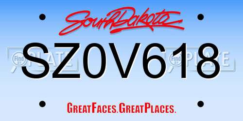 SZ0V618 South Dakota License Plate