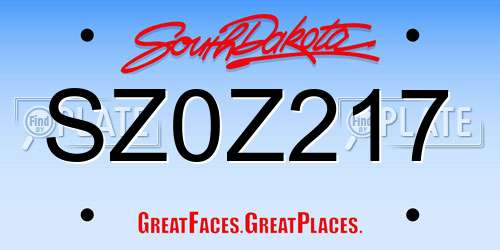 SZ0Z217 South Dakota License Plate