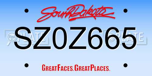 SZ0Z665 South Dakota License Plate