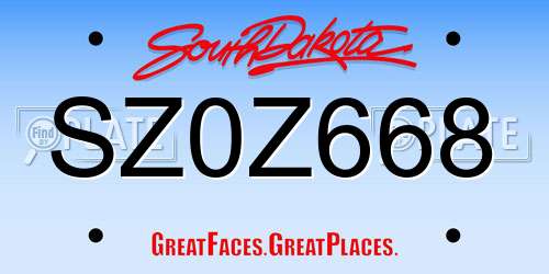 SZ0Z668 South Dakota License Plate