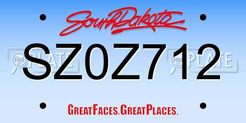 SZ0Z712 South Dakota License Plate