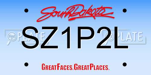 SZ1P2L South Dakota License Plate