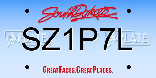 SZ1P7L South Dakota License Plate
