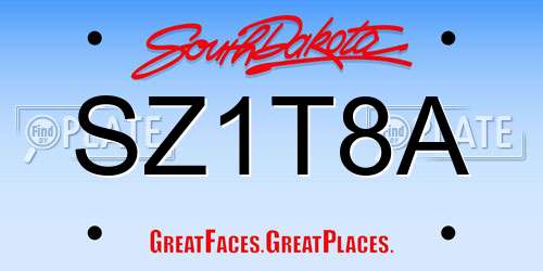 SZ1T8A South Dakota License Plate