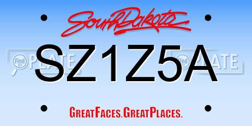 SZ1Z5A South Dakota License Plate
