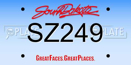 SZ249 South Dakota License Plate