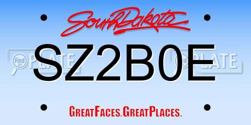 SZ2B0E South Dakota License Plate