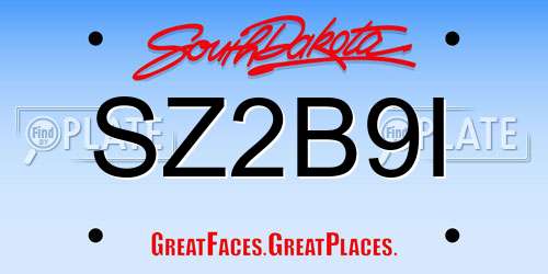 SZ2B9I South Dakota License Plate