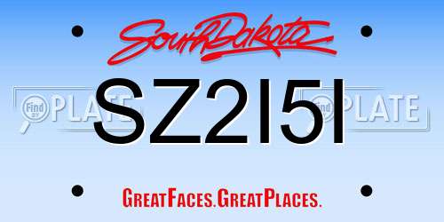 SZ2I5I South Dakota License Plate