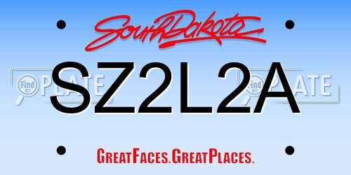 SZ2L2A South Dakota License Plate