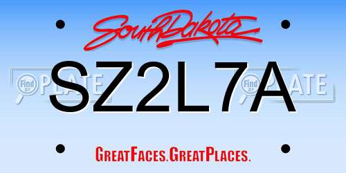 SZ2L7A South Dakota License Plate