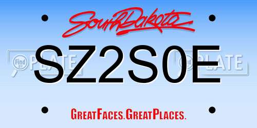SZ2S0E South Dakota License Plate