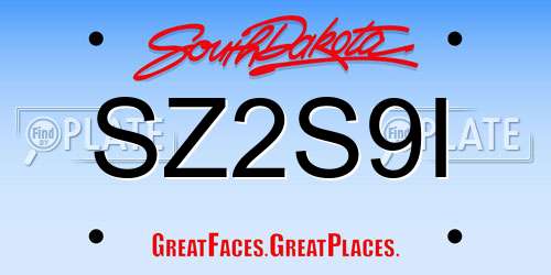 SZ2S9I South Dakota License Plate