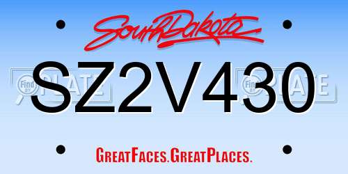 SZ2V430 South Dakota License Plate