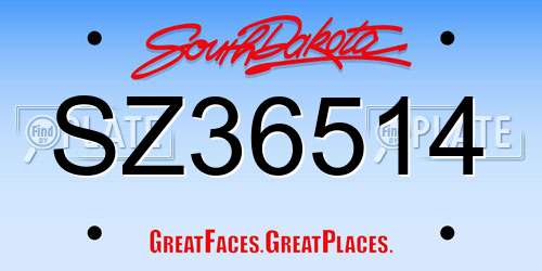 SZ36514 South Dakota License Plate