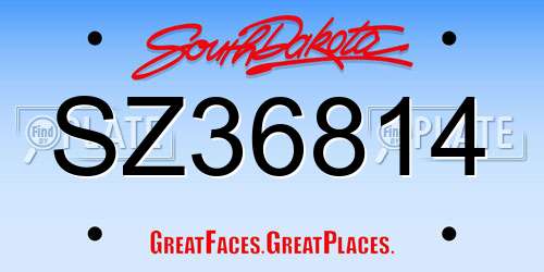 SZ36814 South Dakota License Plate