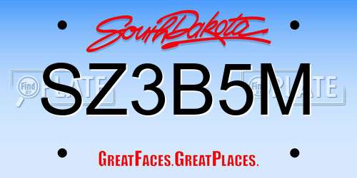 SZ3B5M South Dakota License Plate