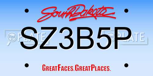 SZ3B5P South Dakota License Plate