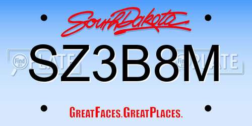 SZ3B8M South Dakota License Plate