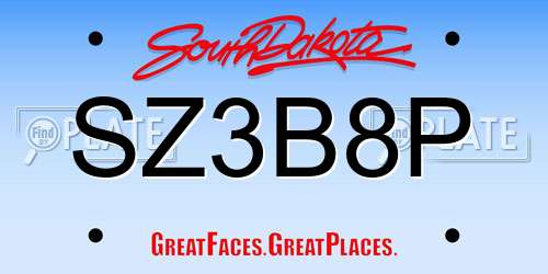 SZ3B8P South Dakota License Plate
