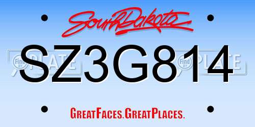SZ3G814 South Dakota License Plate