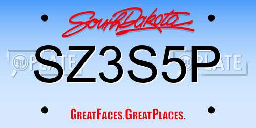 SZ3S5P South Dakota License Plate