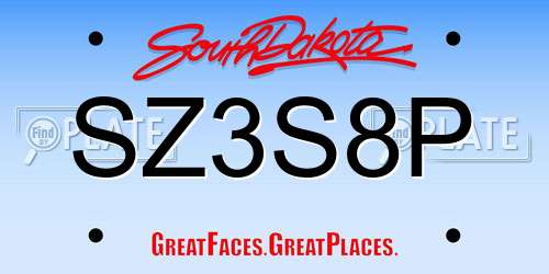 SZ3S8P South Dakota License Plate