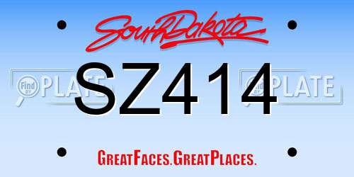 SZ414 South Dakota License Plate