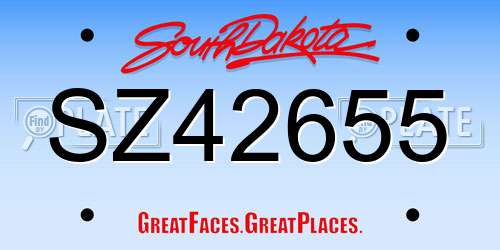 SZ42655 South Dakota License Plate