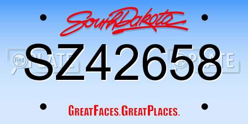 SZ42658 South Dakota License Plate