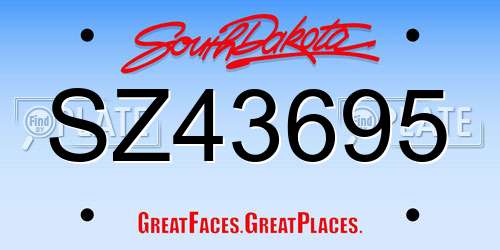 SZ43695 South Dakota License Plate