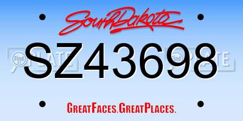SZ43698 South Dakota License Plate