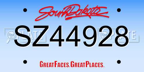 SZ44928 South Dakota License Plate