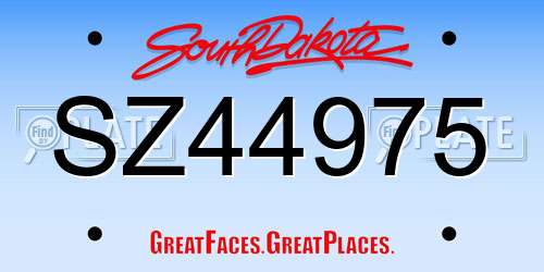SZ44975 South Dakota License Plate