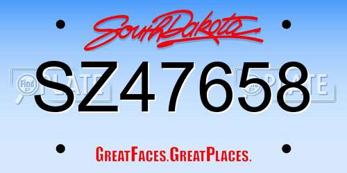 SZ47658 South Dakota License Plate