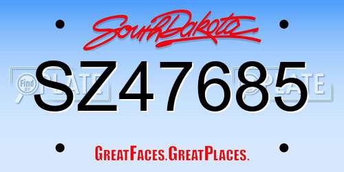 SZ47685 South Dakota License Plate