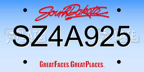 SZ4A925 South Dakota License Plate