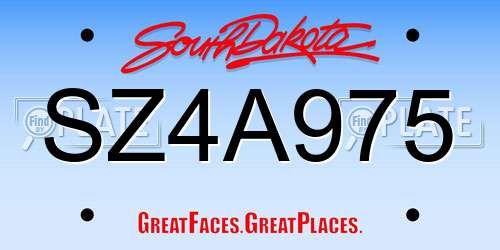 SZ4A975 South Dakota License Plate