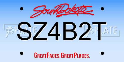 SZ4B2T South Dakota License Plate