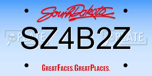 SZ4B2Z South Dakota License Plate