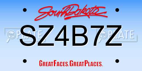 SZ4B7Z South Dakota License Plate