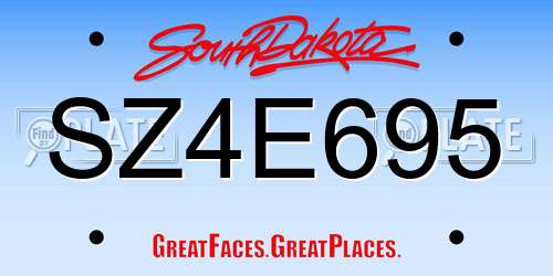SZ4E695 South Dakota License Plate