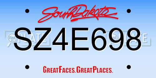 SZ4E698 South Dakota License Plate
