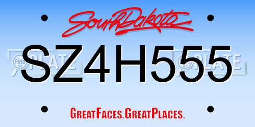 SZ4H555 South Dakota License Plate