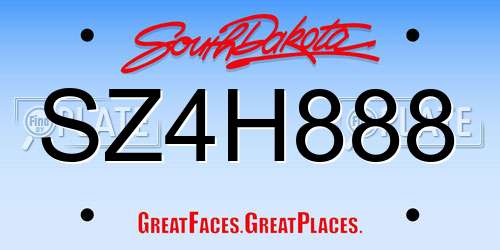 SZ4H888 South Dakota License Plate