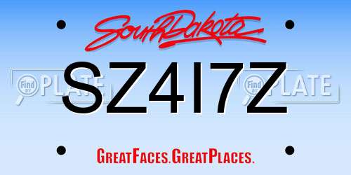 SZ4I7Z South Dakota License Plate
