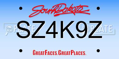 SZ4K9Z South Dakota License Plate